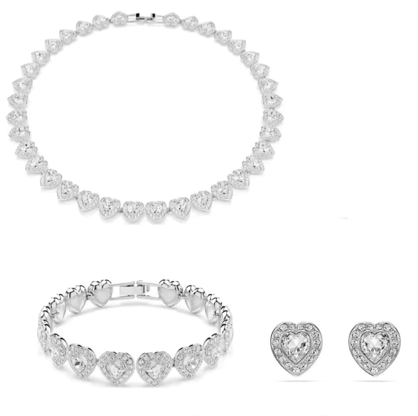 Ari Angel Heart Tennis Set – Silver

(Necklace • Bracelet • Stud Earrings)
