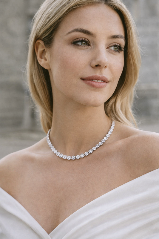 Ari Angel Heart Tennis Set – Silver(Necklace • Bracelet • Stud Earrings)