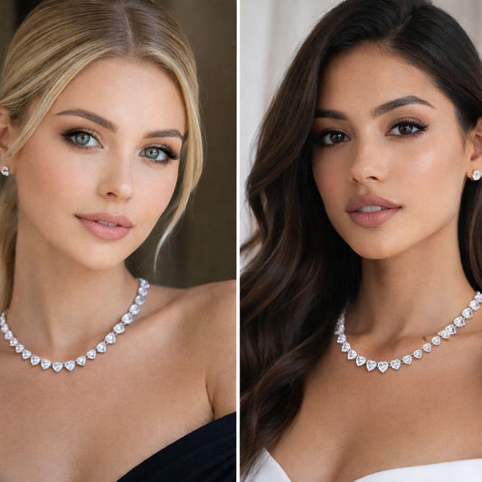 Ari Angel Heart Tennis Necklace – Silver